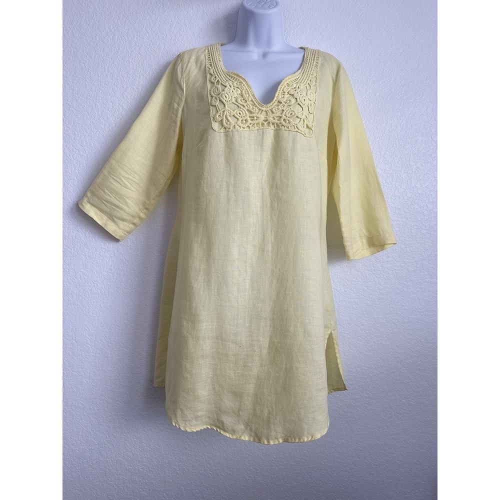Women's Sz: Large Yellow 100% Linen Tunic by Malvin Beach Summer